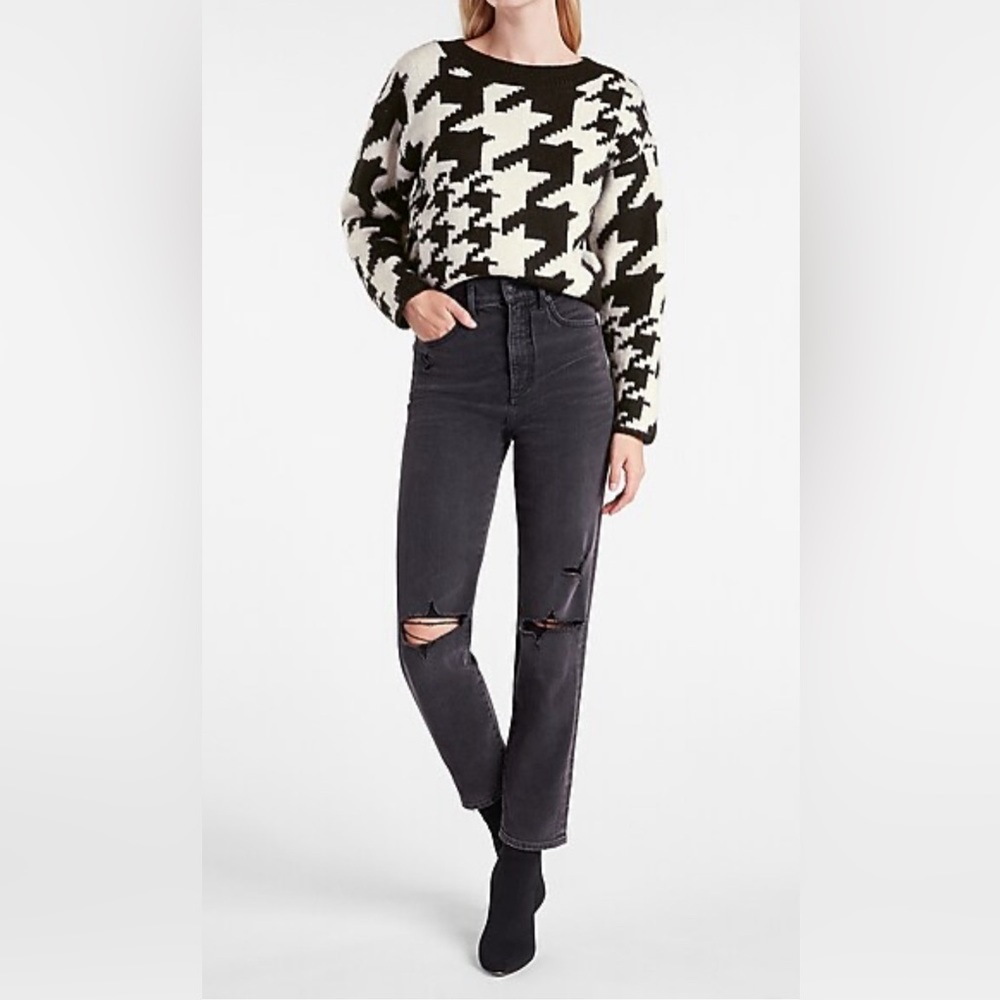 Express Cozy Houndstooth Dolman Sleeve Sweater Style 08262490